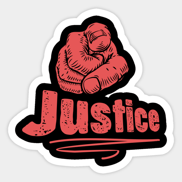 Justice Pointing Finger Sticker by Benny Merch Pearl